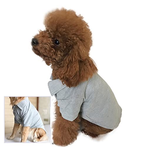 Haustierkleidung, Poloshirt mit Knopf, leerer Pullover, Katze, lässig, weich, für den Frühling der Bulldogge (Color : Gray, Size : S) von GAGMXE