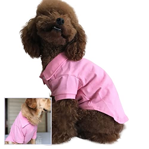 Haustierkleidung, Poloshirt mit Knopf, leerer Pullover, Katze, lässig, weich, für den Frühling der Bulldogge (Color : Rosa, Size : 2XL) von GAGMXE