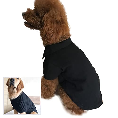 Haustierkleidung, Poloshirt mit Knopf, leerer Pullover, Katze, lässig, weich, für den Frühling der Bulldogge (Color : Schwarz, Size : 2XL) von GAGMXE