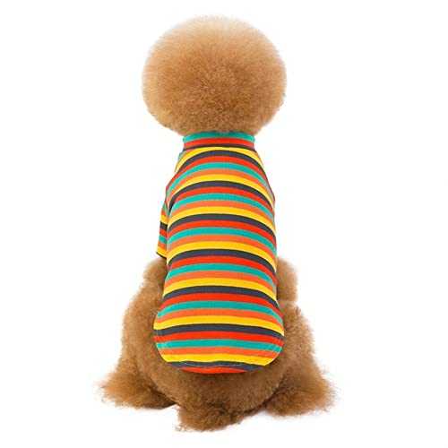 Haustierkleidung, bunter Pullover, gestrickte Streifen, Katze, dehnbares Material, leicht, für Teddy, Herbst (Color : Orange, Size : M) von GAGMXE