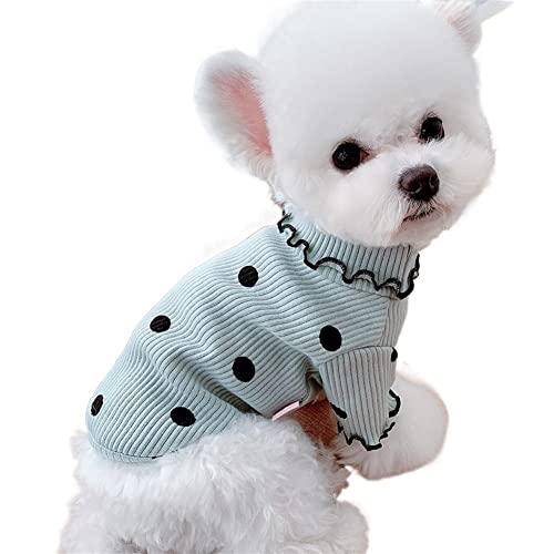 Hunde-Haustier-Kleidung, Gepunkteter Rollkragen-Strickpullover, leicht, Basic-Stil für Welpen, für Teddy, Herbst (Color : Grün, Size : XL) von GAGMXE
