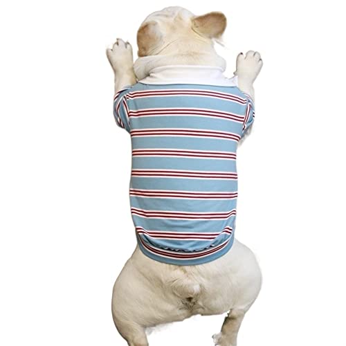 Hunde-Haustier-Shirt, Kleidung, Polo-Shirts, gestreiftes Muster, für kleine Hunde, weich berührend, niedlich, für Chihuahua im Herbst (Color : Blau, Size : S) von GAGMXE