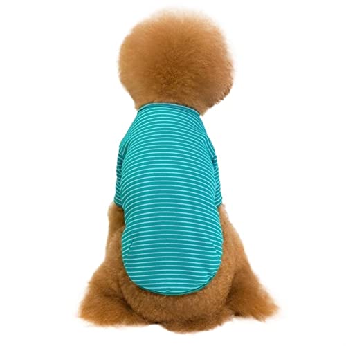 Hunde-Haustier-Shirt, Streifenmuster, Pullover, weicher Haptik-Basic-Stil für Welpen, für den Frühling der Bulldogge (Color : Grün, Size : 2XL) von GAGMXE