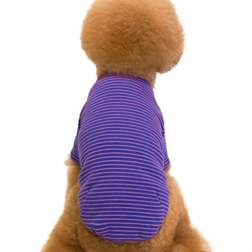 Hunde-Haustier-Shirt, Streifenmuster, Pullover, weicher Haptik-Basic-Stil für Welpen, für den Frühling der Bulldogge (Color : Purple, Size : 2XL) von GAGMXE
