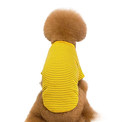 Hunde-Haustier-Shirt, Streifenmuster, Pullover, weicher Haptik-Basic-Stil für Welpen, für den Frühling der Bulldogge (Color : Yellow, Size : L) von GAGMXE