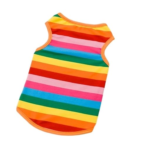 Hundebekleidung Tank Top Regenbogen Bedruckt Polyester Baumwolle Pullover Weste Katze Kleiner Hund Niedlich Cool Soft Touching Für Teddy Frühling (Color : Colorful, Size : L) von GAGMXE