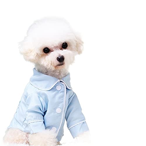 Hundekleidung, Hemd, Kragen, lässige Hemden, Blumenmuster, Knopfverschluss, Welpe, Kleiner Hund, leicht, lässig, weich, für Teddy, Frühling (Color : Blau, Size : 2XL) von GAGMXE