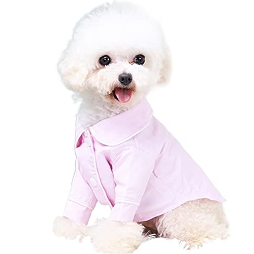 Hundekleidung, Hemd, Kragen, lässige Hemden, Blumenmuster, Knopfverschluss, Welpe, Kleiner Hund, leicht, lässig, weich, für Teddy, Frühling (Color : Rosa, Size : M) von GAGMXE