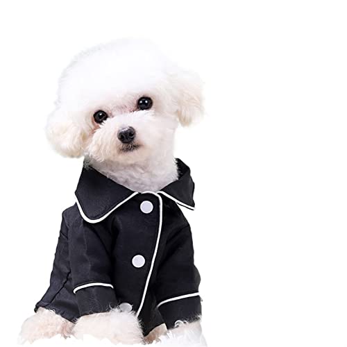 Hundekleidung, Hemd, Kragen, lässige Hemden, Blumenmuster, Knopfverschluss, Welpe, Kleiner Hund, leicht, lässig, weich, für Teddy, Frühling (Color : Schwarz, Size : 2XL) von GAGMXE