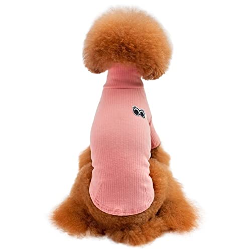 Hundekleidung, Rollkragenpullover, Muster mit großen Augen, für Welpen, bequem, leicht, weich, für Chihuahua, Herbst (Color : Rosa, Size : XL) von GAGMXE