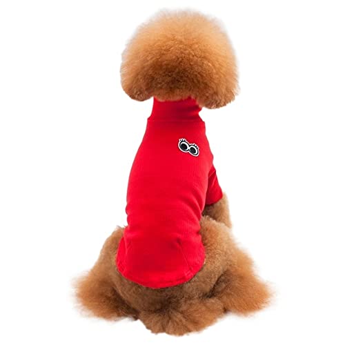 Hundekleidung, Rollkragenpullover, Muster mit großen Augen, für Welpen, bequem, leicht, weich, für Chihuahua, Herbst (Color : rot, Size : XL) von GAGMXE