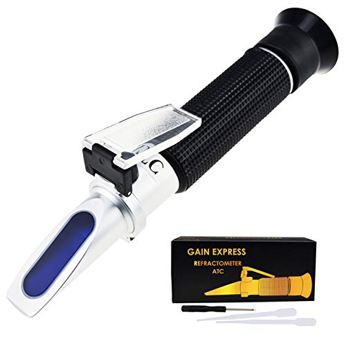 Tri-Skala Refraktometer ATC Brix 0-10% / Salzgehalt 0-100PPT / Spezifisches Gewicht 1.000-1.070, für Salzwasser Brackwasser Marine Reef Tank Salz Meerwasser Hydroponic Aquarium Control Monitoring von GAIN EXPRESS