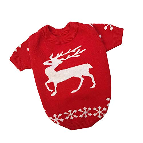 1 x Weihnachtspullover für Haustiere, Katze, Weihnachtsmann-Kostüm, für den Winter, warm, festliches Geschenk für Hunde von GAKIN