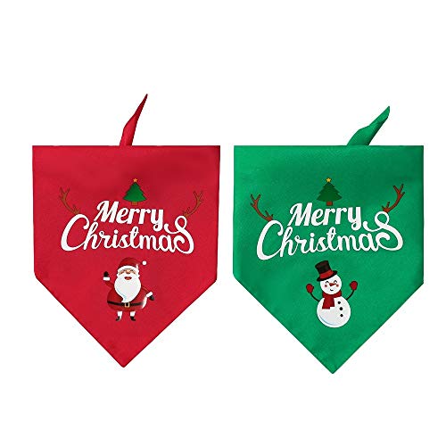 2 x Weihnachts-Hunde-Lätzchen, Dreieckstuch, Halstuch für kleine, mittelgroße und große Hunde von GAKIN