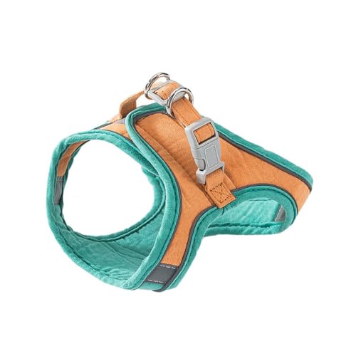 GALPADA 1 Satz Katzen Geschirr mit Leine Verstellbares und Reflektierendes Softgeschirr für Katzen Leicht und Atmungsaktiv für Outdoor Aktivitäten Orange Grün von GALPADA