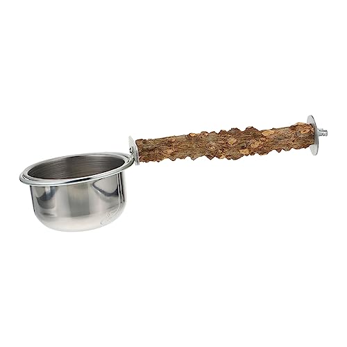 GALPADA 1 Stück Futterbox Für Papageien Füttern Papageienfutter Papageienfütterung Futternapf Für Sittiche Vogelfütterungsbecher Vogelstange Mit Tassen Papagei Fressnapf Rostfreier Stahl von GALPADA