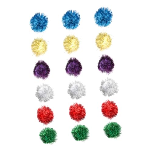 GALPADA 18 Stück Teiliges Katzenspielzeug Glitter Tinsel Pom Pom Bälle Langlebige Cashmere Materialien Interaktive Katzenspielbälle zum Jagen und Stressreduzierend und Zufällige Farbe von GALPADA