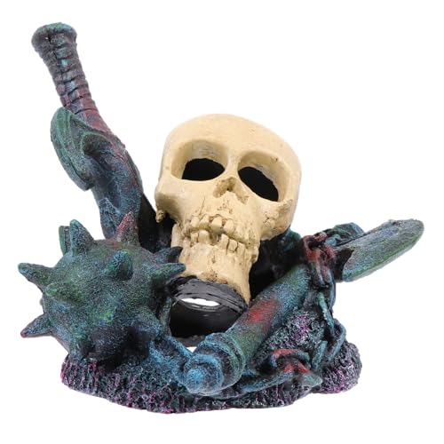 GALPADA 1Stück Aquarium Dekoration Harz Schädel Ornament Für Fischtank Und Teich Fischversteck Für Aquarien Und Platzsparend Und Sicher von GALPADA