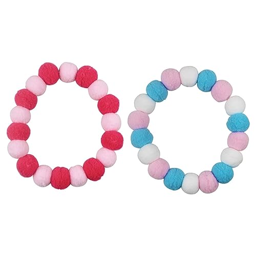 GALPADA 2Stücke Elastisches Plüsch Katzenhalsband mit Pompons Waschbar Langlebig für Welpen und Katzen Geburtstagsdeko Tragbar für Besondere Anlässe von GALPADA