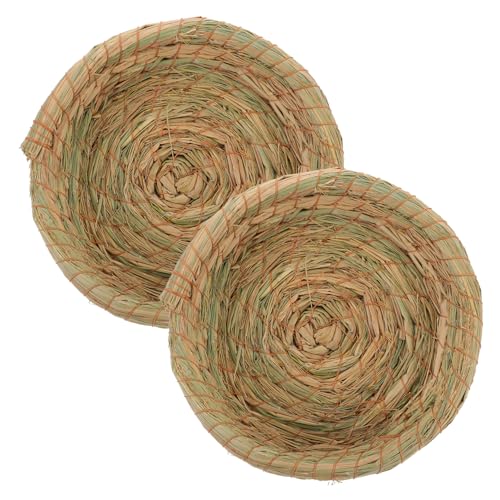 GALPADA 2 Stück Handgefertigtes Kleintiernest aus Stroh für Hamster und Kaninchen Bequeme Schlafunterlage Geeignet für Kleine Haustiere Robust und Langlebig Fördert Spiel und von GALPADA