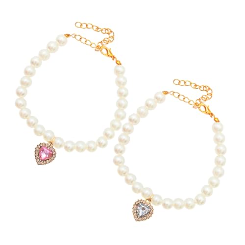 GALPADA 2 Stück Herzförmiges Perlen-haustierhalsband Robustes Katzencollier mit Imitationsperlen Stilvolle Hunde Katzenkette für Alltag und Outdoor Einfache Reinigung Attraktives GALPADA 2 Stück Herzförmiges Perlen-haustierhalsband Robustes Katzencollier mit Imitationsperlen Stilvolle Hunde Katzenkette für Alltag und Outdoor Einfache Reinigung Attraktives von GALPADA