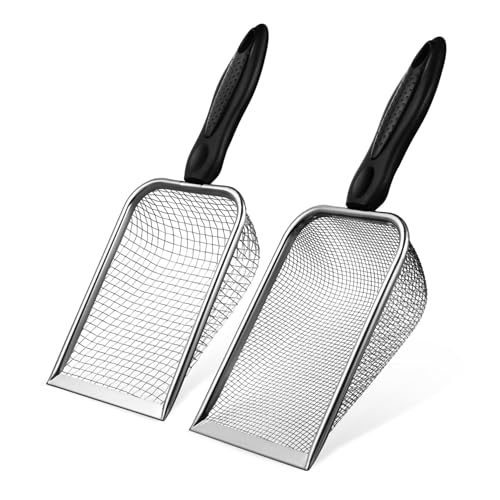 GALPADA 2 Stück Katzenstreuschaufel mit Mesh Ergonomischer Griff Gerader für Eckreinigung Langlebig Platzsparend Effizient für Katzentoilette von GALPADA