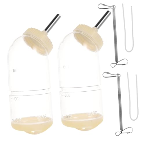 GALPADA 2 Stück Kleintier Trinkflasche mit Edelstahl Rollventil Transparenter Haustier Wasserspender für Kaninchen Hamster Meerschweinchen Haustierfreundlich und Tropfsicher von GALPADA