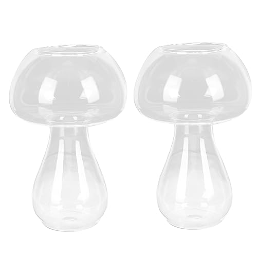 GALPADA 2 Stück Pilzvase Körper Vasen Für Mittelstücke Klarer Behälter Kernstück Kleine Vasen Für Blumen Transparente Vase Hochzeit Wohnkultur Blumenbehälter Pilzförmige Vase Glas von GALPADA
