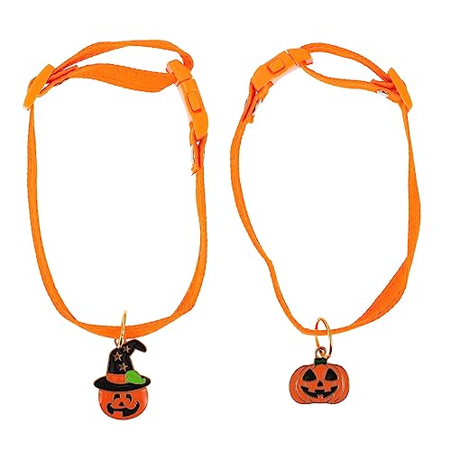 GALPADA 2 Stück Teiliges Halloween Hundehalsband mit Kürbis und Geisteranhänger Leichtes Hautfreundliches Party mit Glöckchen für Hunde und Verstellbar für Outdoor und Festlichkeiten von GALPADA