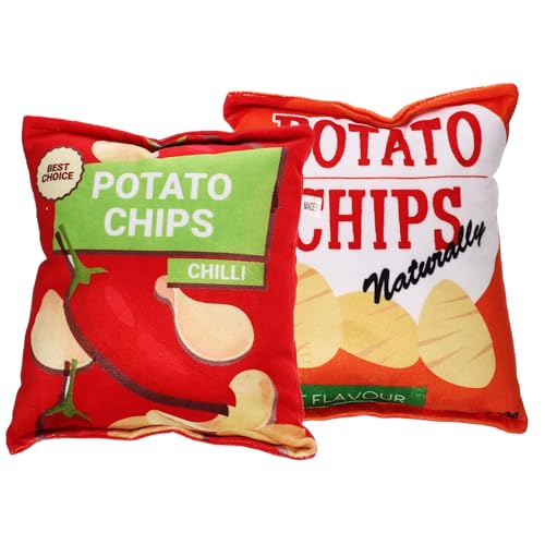 GALPADA 2 Stück Teiliges Hundekauspielzeug in Kartoffelchips Form Quietschspielzeug Robustes Welpen Kauspielzeug Waschbares Plüschmaterial Farbenfrohes Haushalts Kauspielzeug für von GALPADA