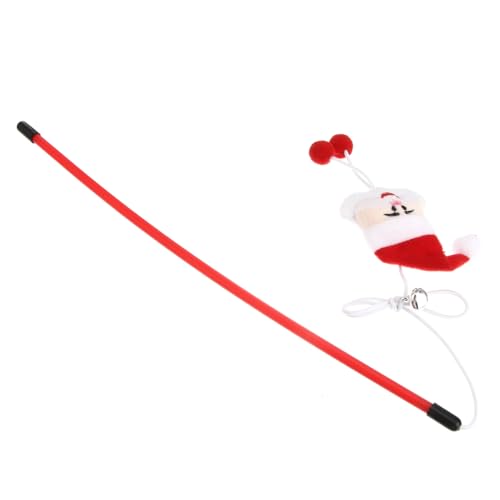 GALPADA 2 Stück Teiliges Katzenspielzeug Santa Claus Teaser Stäbe Interaktives Katzenangel zur Katzenfitness und Training Fördert Bewegung und Bindung zu Haustieren von GALPADA