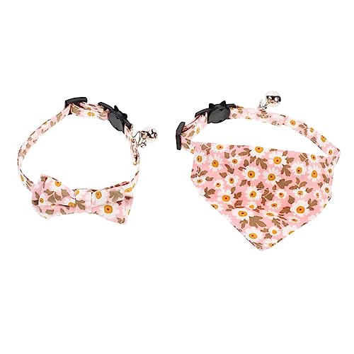 GALPADA 2 Stück Verstellbares Katzenhalsband mit Blumigem Muster Verstellbarem Schleifen Halsband und Dreieckstuch Komfortables Accessoire für Kätzchen zu Foto Party und Festtagsanlässen von GALPADA