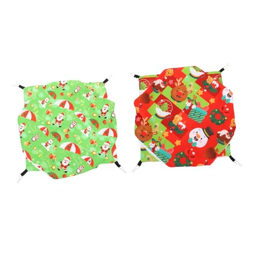 GALPADA 2 Stück Weiche Hamster Hängematte Baumwolle Haustierbett Winter Warm Xmas Hängendes Nest für Meerschweinchen Nager Kleintiere mit Befestigungshaken und Atmungsaktivem von GALPADA