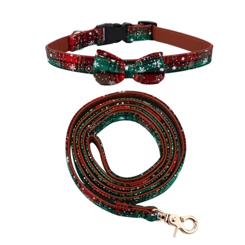 GALPADA 2 Teiliges Schneeflockenhalsband Zugseil Set Kleine Schleife Haustier Hunde Weihnachtshalsband Welpenhalsbänder Hundehalsbänder Reflektierende Welpen Hunde Weihnachts von GALPADA
