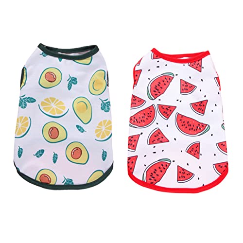 GALPADA 2Stücke Atmungsaktive Haustier Shirts Für Katzen Ärmelloses T Shirt Mit Fruchtigem Design Avocado Und Wassermelone von GALPADA