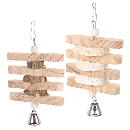 GALPADA 2stücke Papageien-beißspielzeug Aus Naturholz Für Vögel Zum Kauen Und Schnabelpflegen Geeignet Für Sittiche Und Andere Vogelarten Tolles Spielzeug Und Dekoration Für von GALPADA