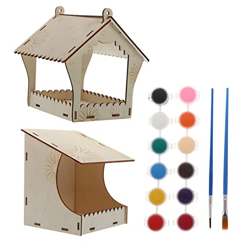 GALPADA 2Stücke Holz Vogelspeiserspender Praktische Futterspender Für Empfindliche Vogelzulinge Garten Dekoration DIY Vogelfutterstation von GALPADA
