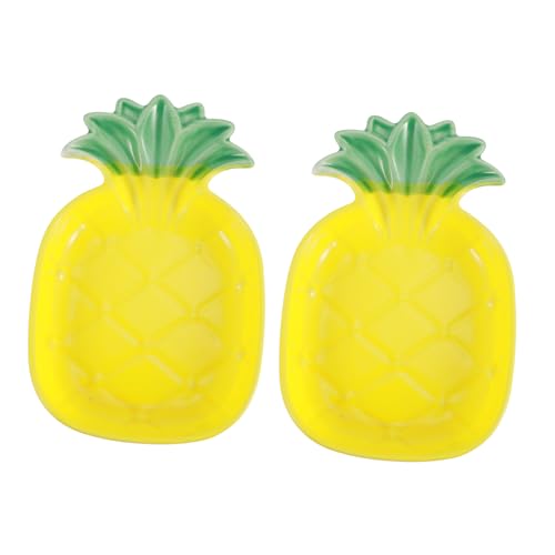 GALPADA 2Stücke Keramische Haustierschalen Für Hamster Und Kaninchen Süße Fütterungsschalen Ananas Design Für Trocken Und Nassfutter rutschfest Und Spülmaschinenfest von GALPADA
