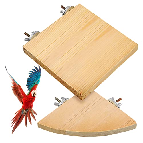 GALPADA 2Stücke Vogel Sitzstangen Plattformen Aus Holz Für Papageien Und Nymphensittiche Käfigzubehör Für Runder Und Quadratischer Form von GALPADA