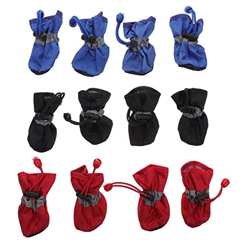 GALPADA 3 Sätze Teiliges Set wasserdichte Hundeschuhe für Hunde rutschfeste Regenstiefel für Haustiere Warmhaltende Pfotenschutzschuhe für Regnerische Rot Schwarz und Blau GALPADA 3 Sätze Teiliges Set wasserdichte Hundeschuhe für Hunde rutschfeste Regenstiefel für Haustiere Warmhaltende Pfotenschutzschuhe für Regnerische Rot Schwarz und Blau von GALPADA