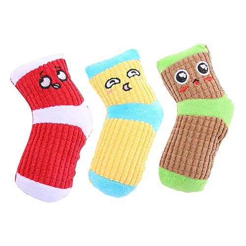 GALPADA 3 Stück Kreative Kauspielzeuge für Hunde Beißfeste Quietschsocken aus Plüsch Interaktive Beschäftigungsspielzeuge für Welpen Braun Rot Gelb GALPADA 3 Stück Kreative Kauspielzeuge für Hunde Beißfeste Quietschsocken aus Plüsch Interaktive Beschäftigungsspielzeuge für Welpen Braun Rot Gelb von GALPADA
