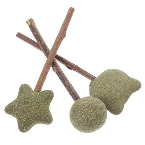 GALPADA 3 Stück Teiliges Katzenminze Kauspielzeug mit Oral Care Stick Natürlichem Catnip Lutscher und Katzenminze Ball Lustiges Katzenspielzeug zur Zahnreinigung und Zahnpflege für von GALPADA