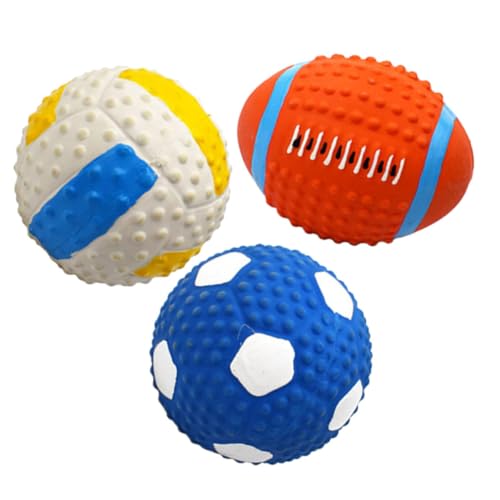 GALPADA 3 Stück Teiliges Latex für Hunde Langlebiges Kauspielzeug mit Quietschfunktion Fördert Zahnpflege und Spielerisches Kauen für Kleine Hunde Enthält Volleyball Football und GALPADA 3 Stück Teiliges Latex für Hunde Langlebiges Kauspielzeug mit Quietschfunktion Fördert Zahnpflege und Spielerisches Kauen für Kleine Hunde Enthält Volleyball Football und von GALPADA