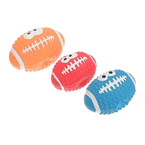 GALPADA 3Stücke Teiliges Quietschendes Aus Latex Interaktiver Rugbyball Für Haustiere Fördert Spielspaß Und Zahnpflege Zufällige Langlebig von GALPADA