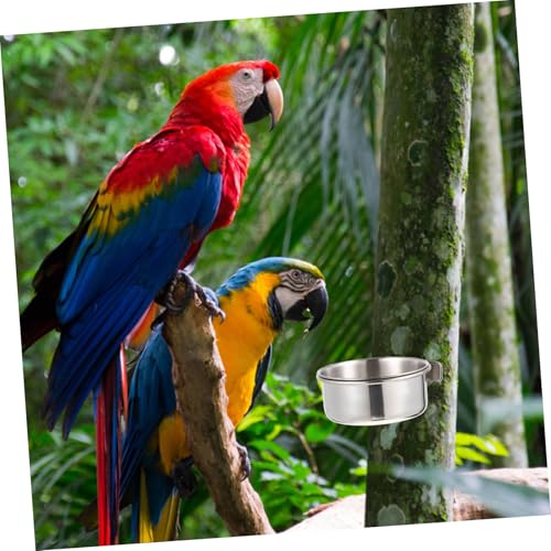 GALPADA 4 Sätze Edelstahl Vogel Futter Wassernapf Langlebiger Großer Futternapf für Wellensittiche Nymphensittiche Papageien Einfach zu Reinigen zum Aufhängen an Vogelkäfig Bequem für von GALPADA