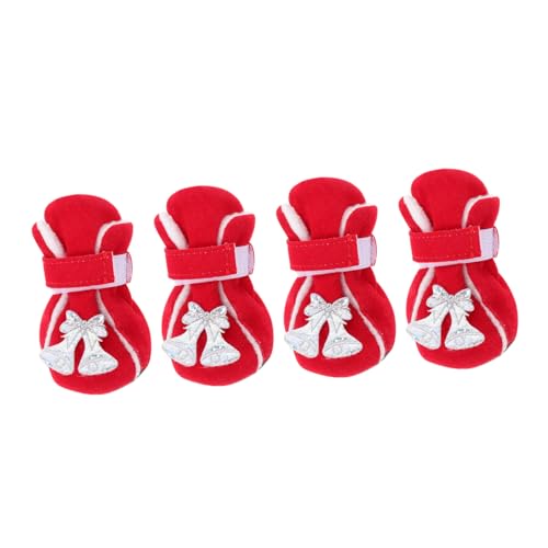 GALPADA 4 Stück Haustier Baumwollschuhe Weihnachts Hundeschuhe Pfotenschutz Haustier Schneeschuhe Warme Haustierschuhe Warme Hundeschuhe Weihnachtsschuhe Anti von GALPADA