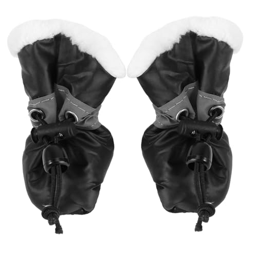 GALPADA 4 Stück Hundestiefel Plüschstiefel für Hunde Hund fuß Abdeckung Winterschuhe für Welpen Anti-Rutsch-Schuhe für Welpen pelziger Pfotenschutz Hundeschuhe Schuhe für Hunde Schwarz von GALPADA