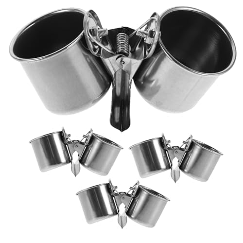GALPADA 4 Stück Teiliges Parrot Feeder Edelstahl Futternäpfe mit Robuster Klammerhalterung Auslaufsichere Vogelkäfig Futter und Wasserschalen für Papageien und Kleine Vögel Leicht zu GALPADA 4 Stück Teiliges Parrot Feeder Edelstahl Futternäpfe mit Robuster Klammerhalterung Auslaufsichere Vogelkäfig Futter und Wasserschalen für Papageien und Kleine Vögel Leicht zu von GALPADA