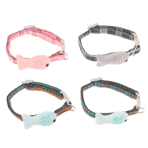 GALPADA 4 Stück Teiliges Verstellbares Katzenspielzeug Halsband Set mit Fisch und Karomuster Langlebige Sichere Katzenhalsketten für Kätzchen Modisches Haustierzubehör Praktisch und von GALPADA
