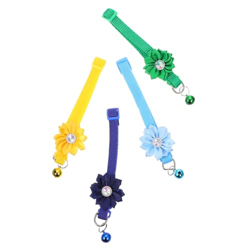 GALPADA 4 Stück Verstellbares Hundehalsband mit Blumendekor und Glocke Langlebiger Verschluss Komfortabel für Kleine Hunde und Modisches für Haustierzubehör von GALPADA